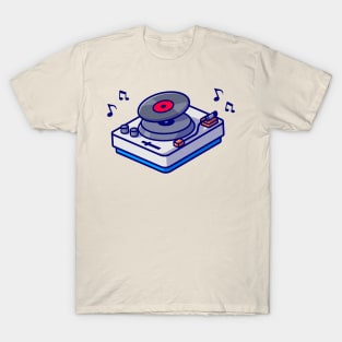 Turntable With Vinyl Cartoon T-Shirt